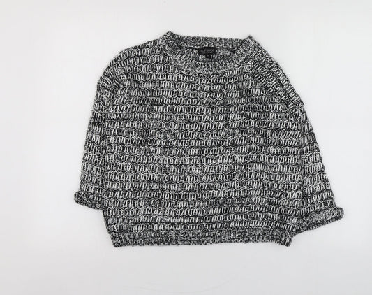Topshop Womens Grey Round Neck  Acrylic Pullover Jumper Size 4