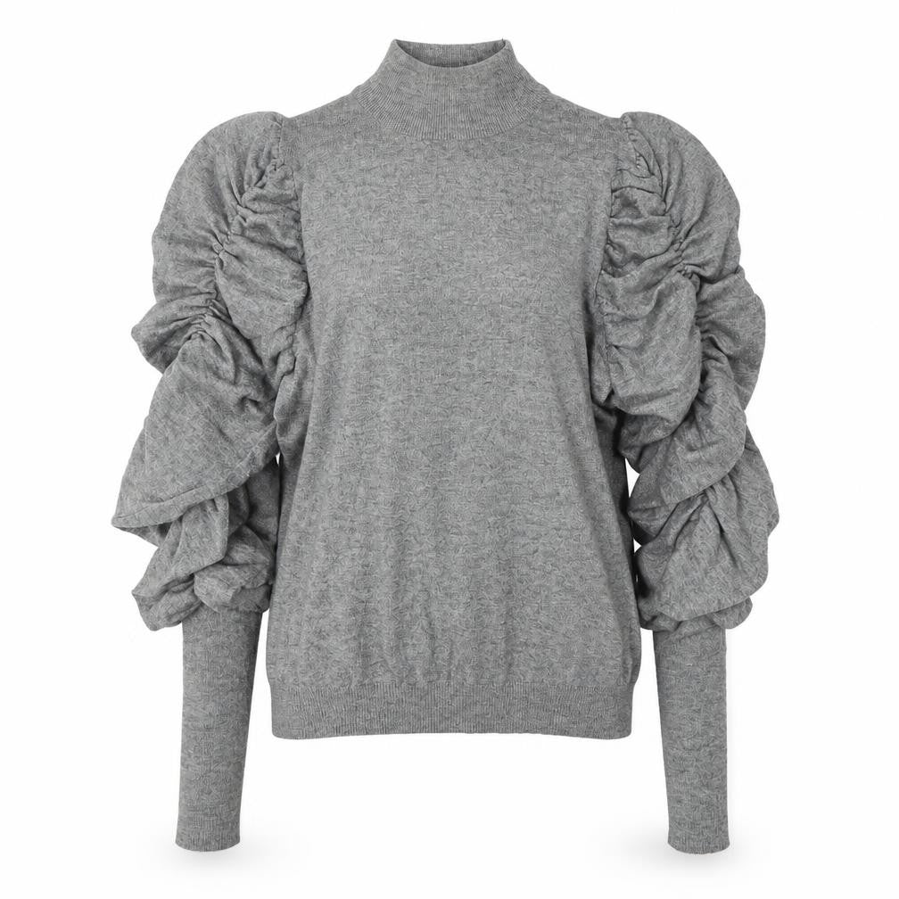 White ICy Womens Grey Mock Neck  Viscose Pullover Jumper Size M