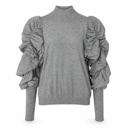 White ICy Womens Grey Mock Neck  Viscose Pullover Jumper Size M