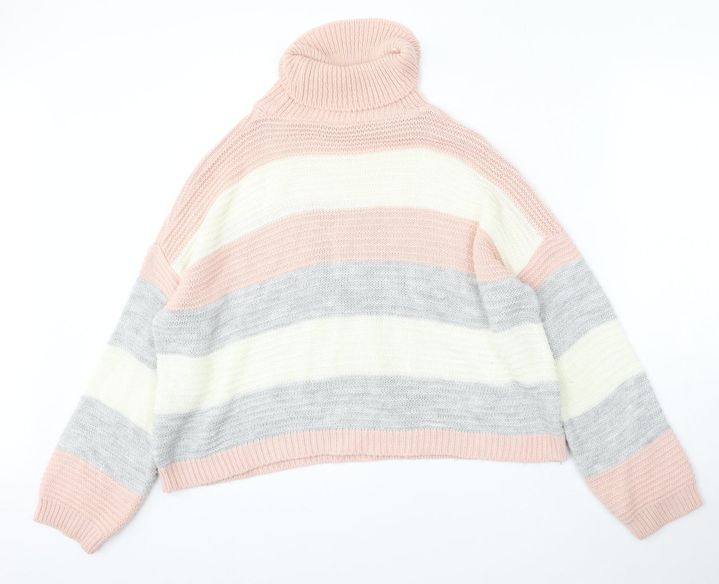 Quiz Womens Multicoloured Roll Neck Striped Acrylic Pullover Jumper Size M