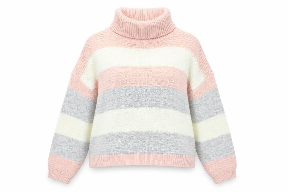 Quiz Womens Multicoloured Roll Neck Striped Acrylic Pullover Jumper Size M