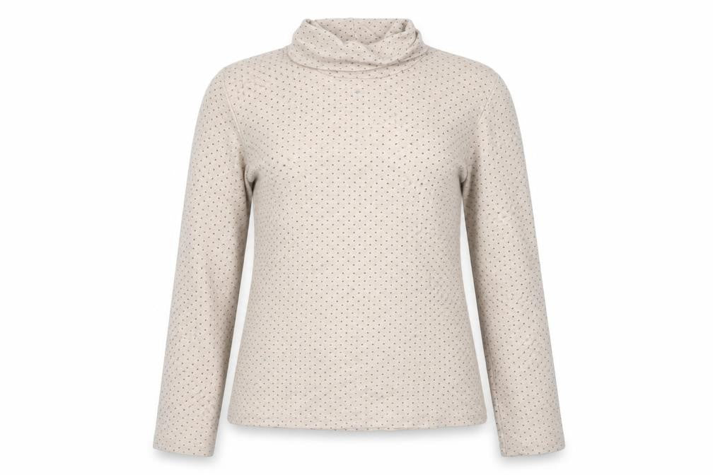 Topvalu Womens Beige Roll Neck Polka Dot Polyester Pullover Jumper Size M