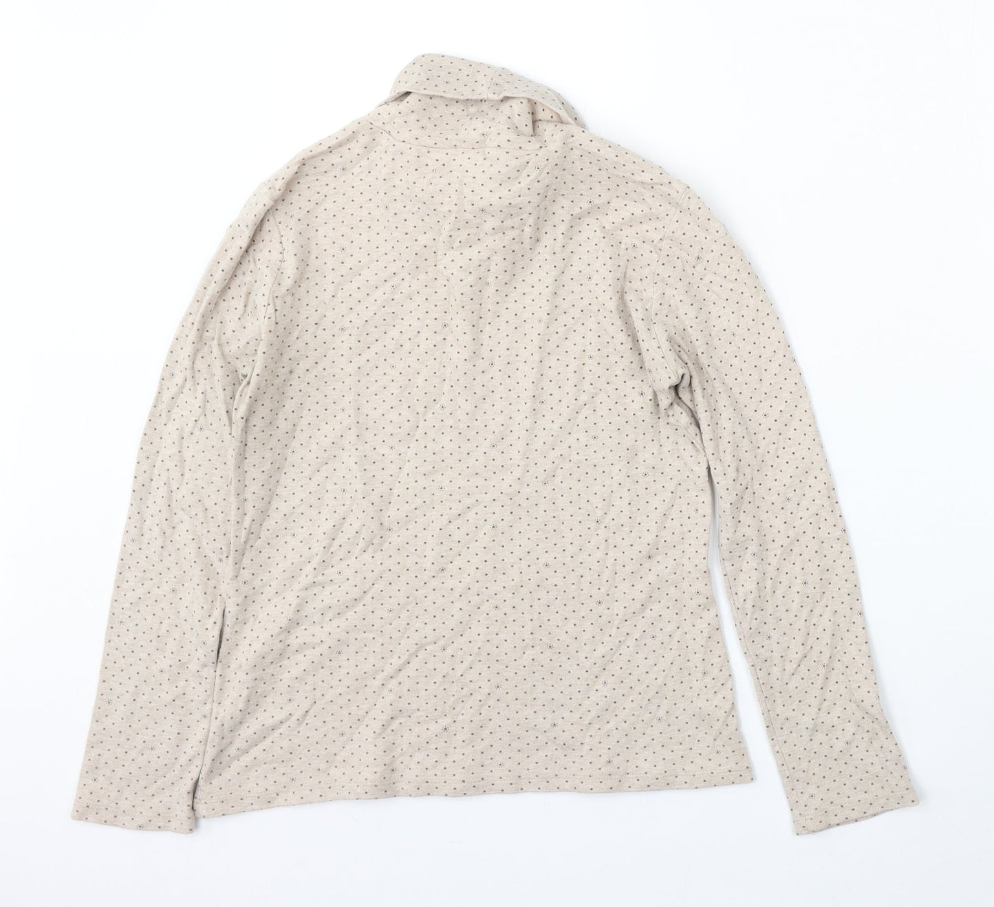 Topvalu Womens Beige Roll Neck Polka Dot Polyester Pullover Jumper Size M
