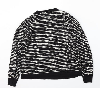 Topshop Womens Black Round Neck Striped Cotton Pullover Jumper Size 14