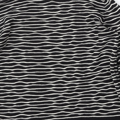 Topshop Womens Black Round Neck Striped Cotton Pullover Jumper Size 14