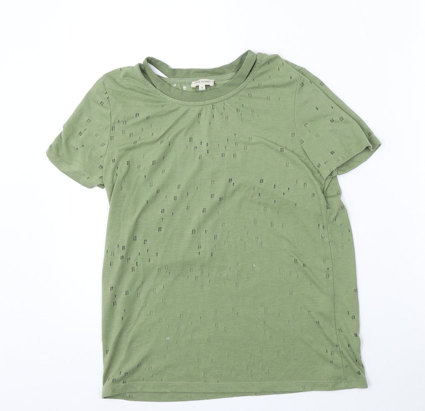 River Island Womens Green  Polyester Basic T-Shirt Size 8 Round Neck