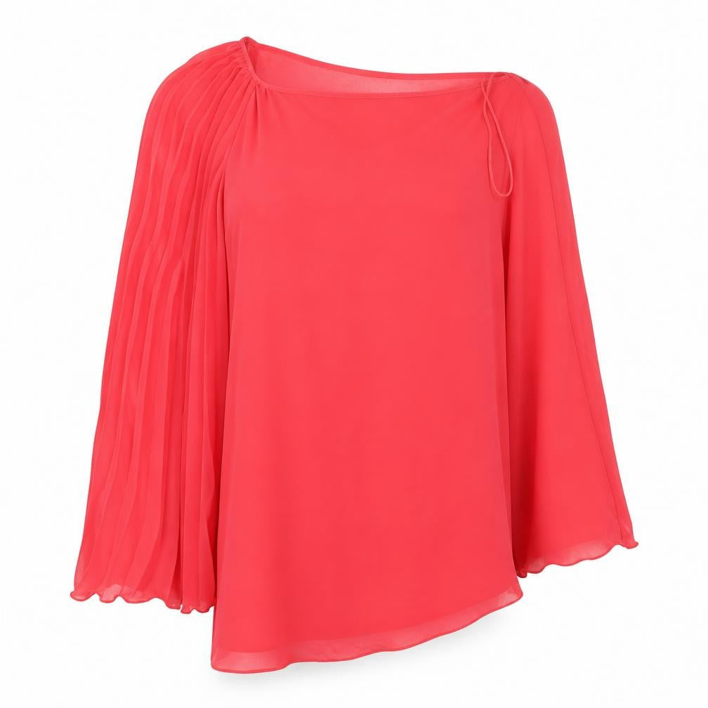 Topshop Womens Red  Polyester Basic Blouse Size 8 Round Neck