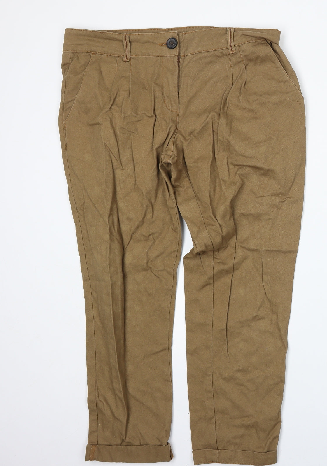 River Island Womens Brown  Cotton Trousers  Size 12 L25 in Regular