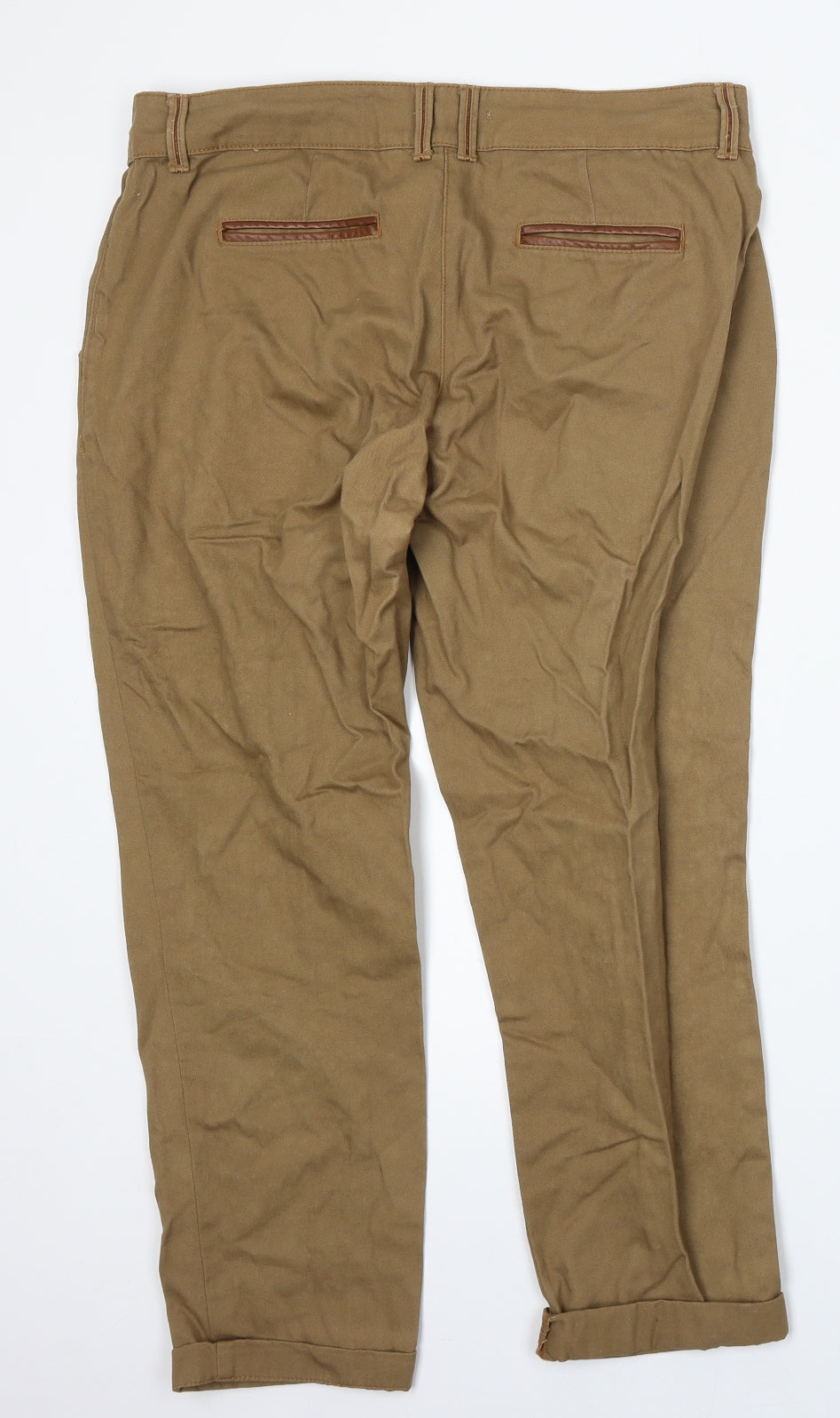 River Island Womens Brown  Cotton Trousers  Size 12 L25 in Regular