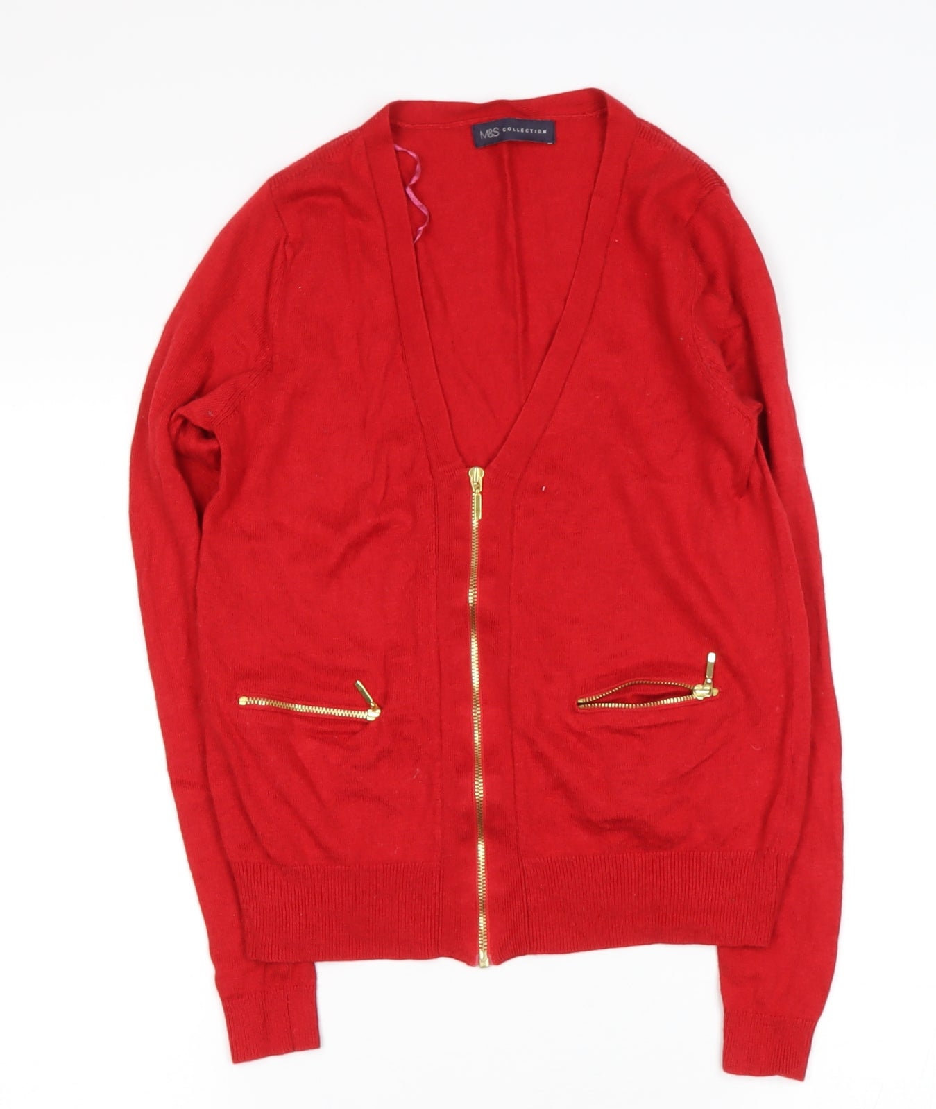 Marks and Spencer Womens Red V-Neck  Viscose Cape Jumper Size XS