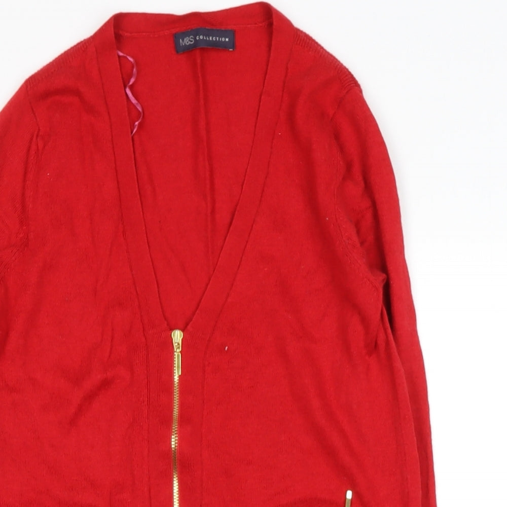 Marks and Spencer Womens Red V-Neck  Viscose Cape Jumper Size XS