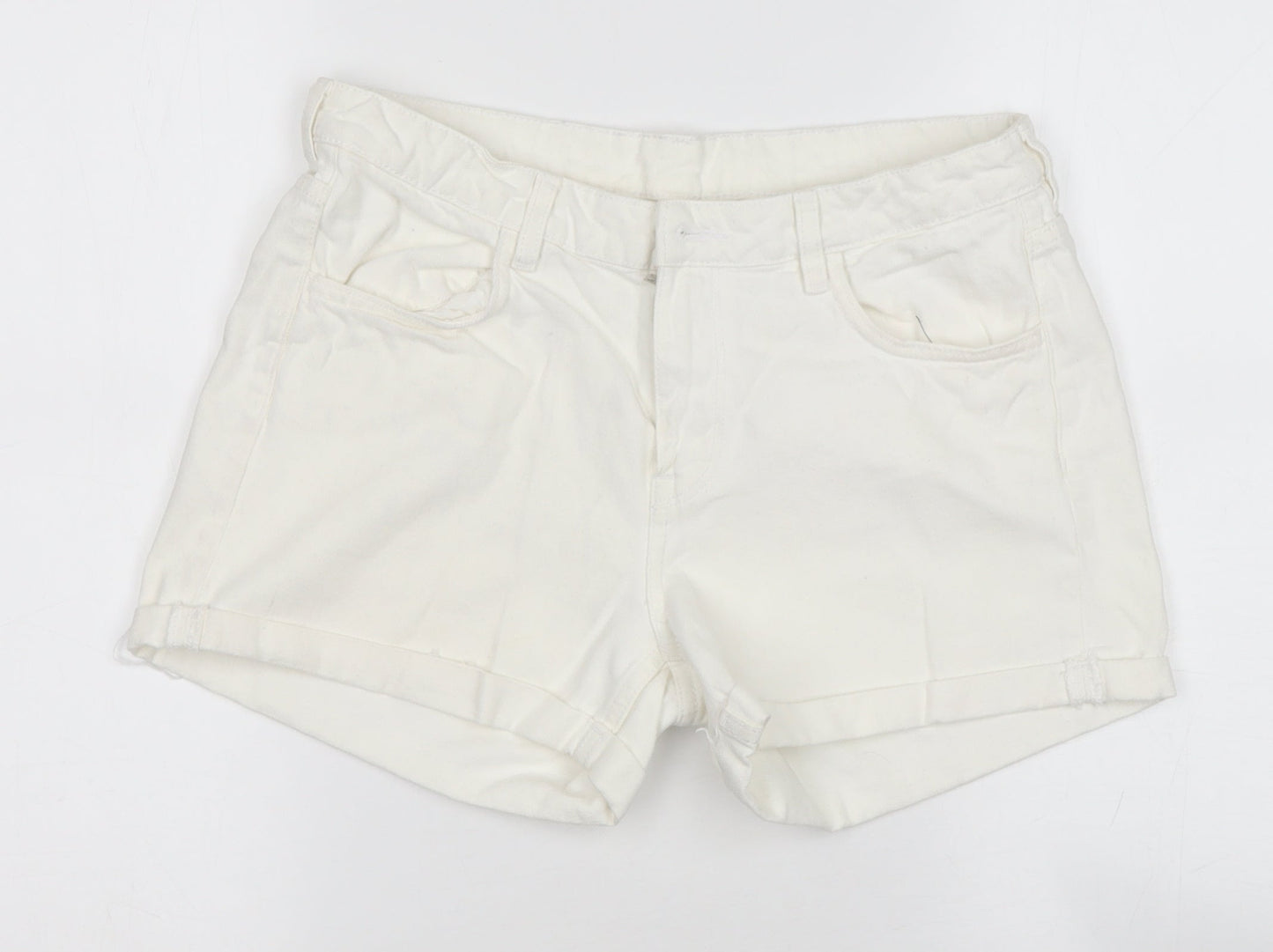 Preworn Womens White  Cotton Cargo Shorts Size M  Regular