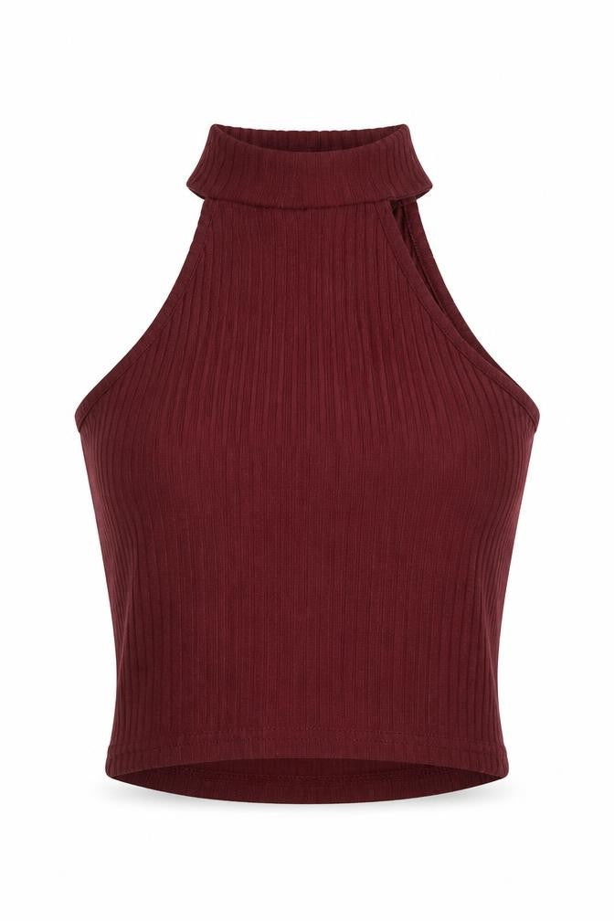 Miss Selfridge Womens Red  Cotton Basic Tank Size 4 High Neck