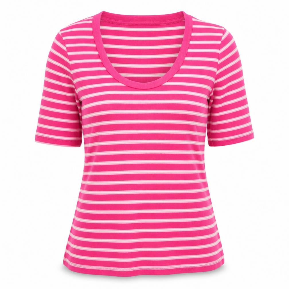 Marks & Spencer Womens Pink Scoop Neck Striped Cotton Pullover Jumper Size 10