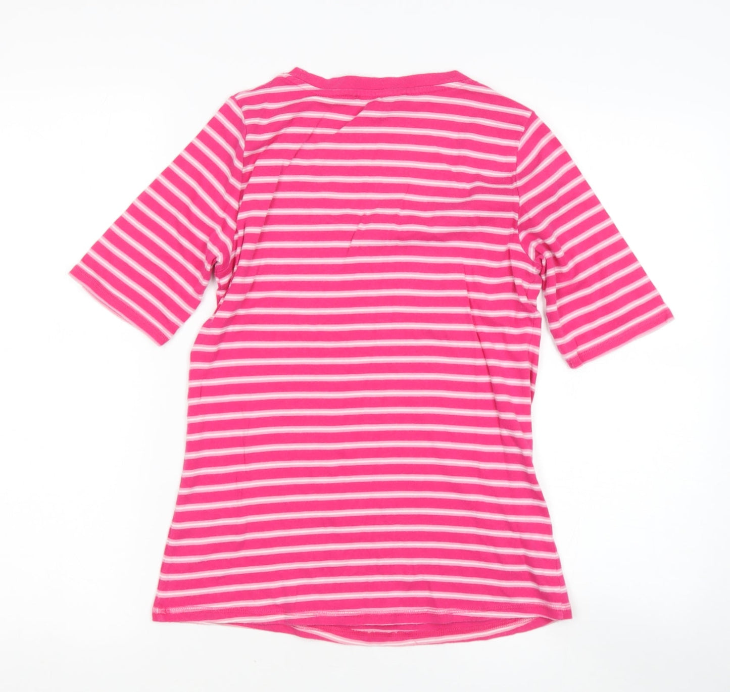 Marks and Spencer Womens Pink Scoop Neck Striped Cotton Pullover Jumper Size 10