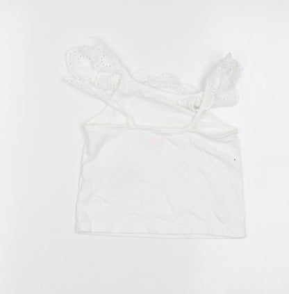 Primark Girls White  Cotton Basic Blouse Size 2-3 Years Square Neck