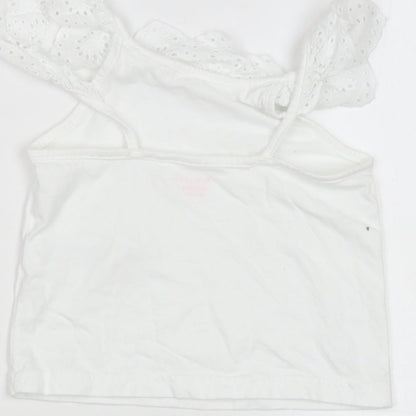Primark Girls White  Cotton Basic Blouse Size 2-3 Years Square Neck