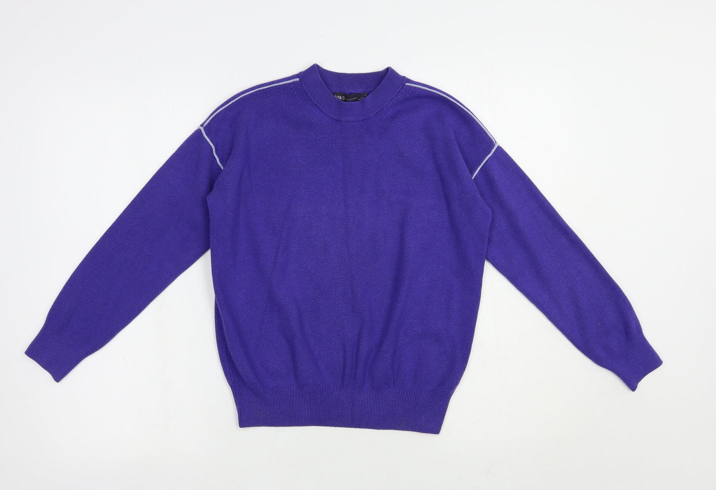 Marks and Spencer Womens Purple Mock Neck  Viscose Pullover Jumper Size S