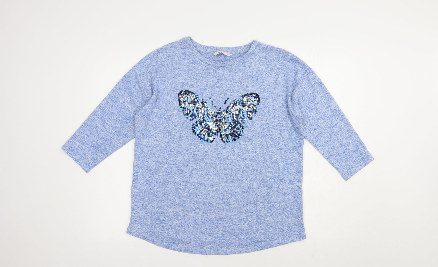 TU Womens Blue Crew Neck  Viscose Pullover Jumper Size 10   - Butterfly