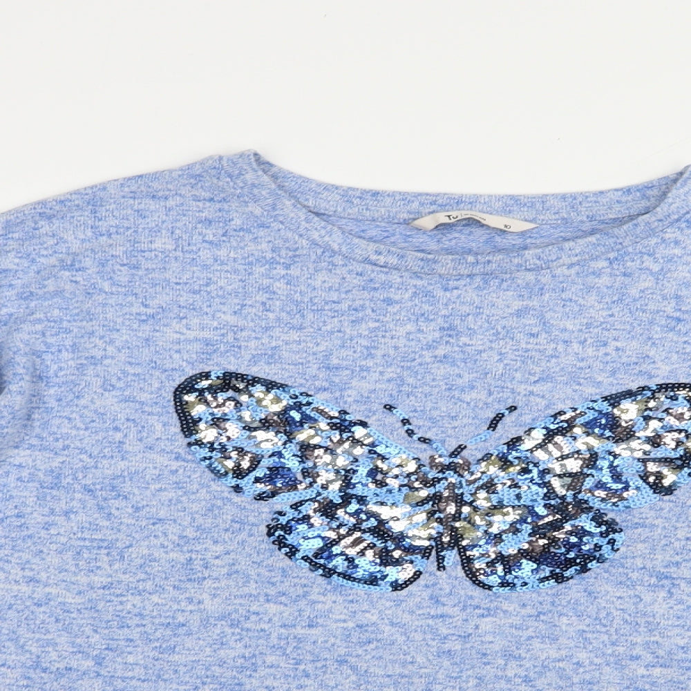 TU Womens Blue Crew Neck  Viscose Pullover Jumper Size 10   - Butterfly