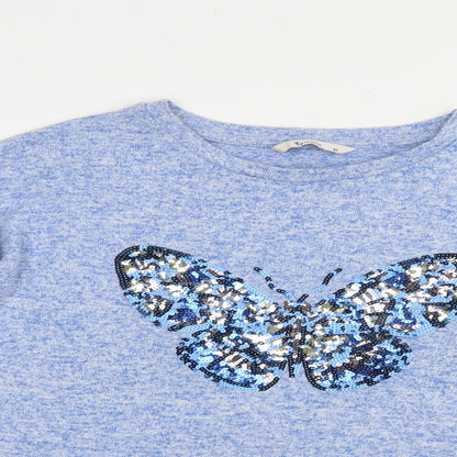 Tu Womens Blue Crew Neck  Viscose Pullover Jumper Size 10   - Butterfly