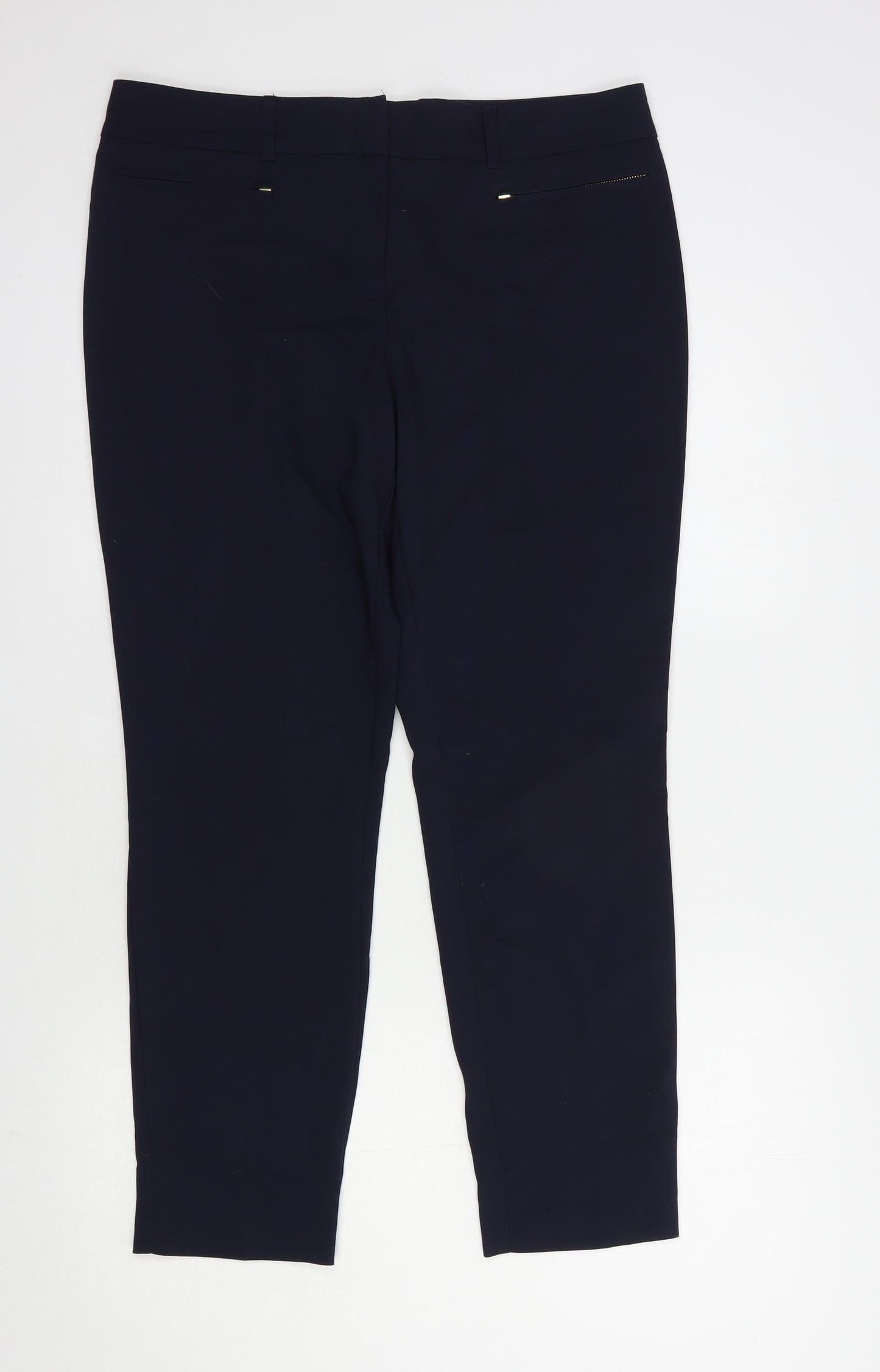 Papaya Womens Blue  Cotton Dress Pants Trousers Size 12 L27 in Regular Hook & Eye