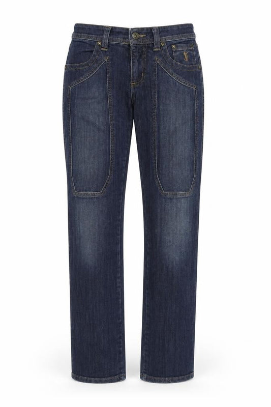 Jeckerson Womens Blue  Cotton Straight Jeans Size 28 in L34 in Regular Button