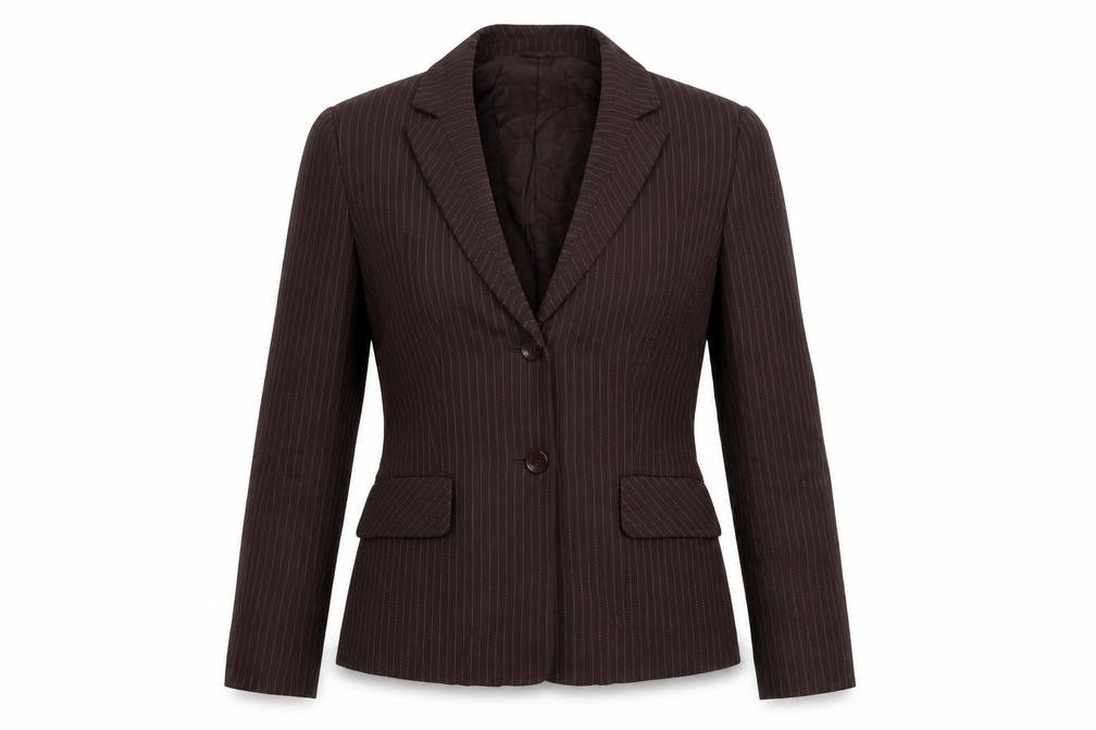 Precis Petitew Womens Brown Striped  Jacket Blazer Size 10  Button