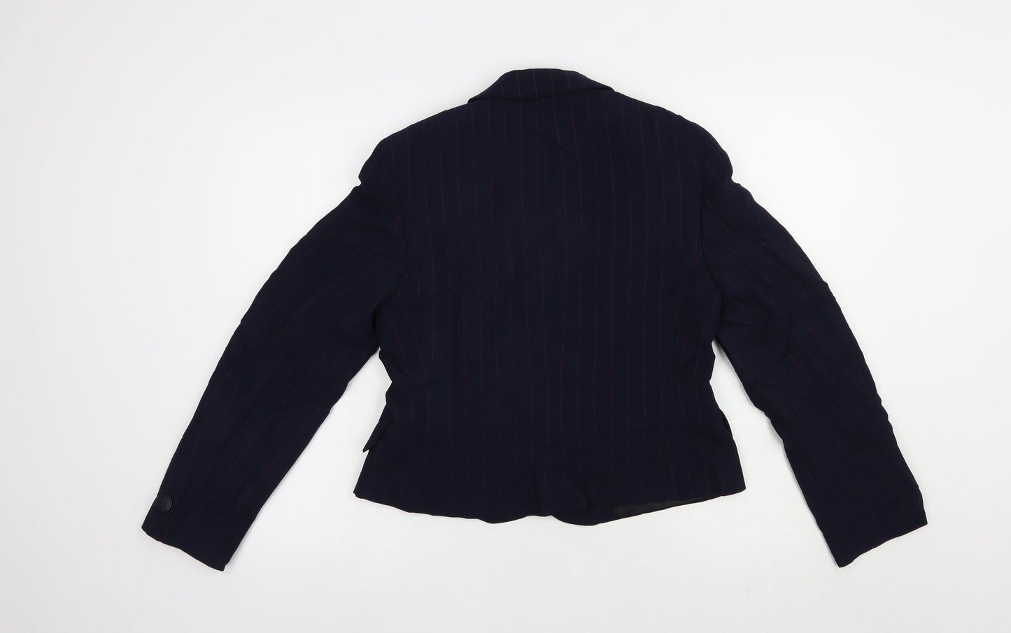 Preworn Womens Blue Striped  Jacket Blazer Size 12  Button
