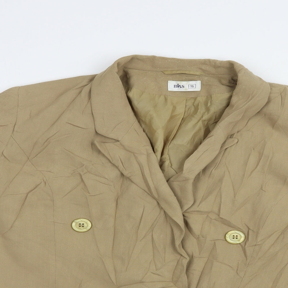 BHS Womens Beige   Jacket Blazer Size 16  Button