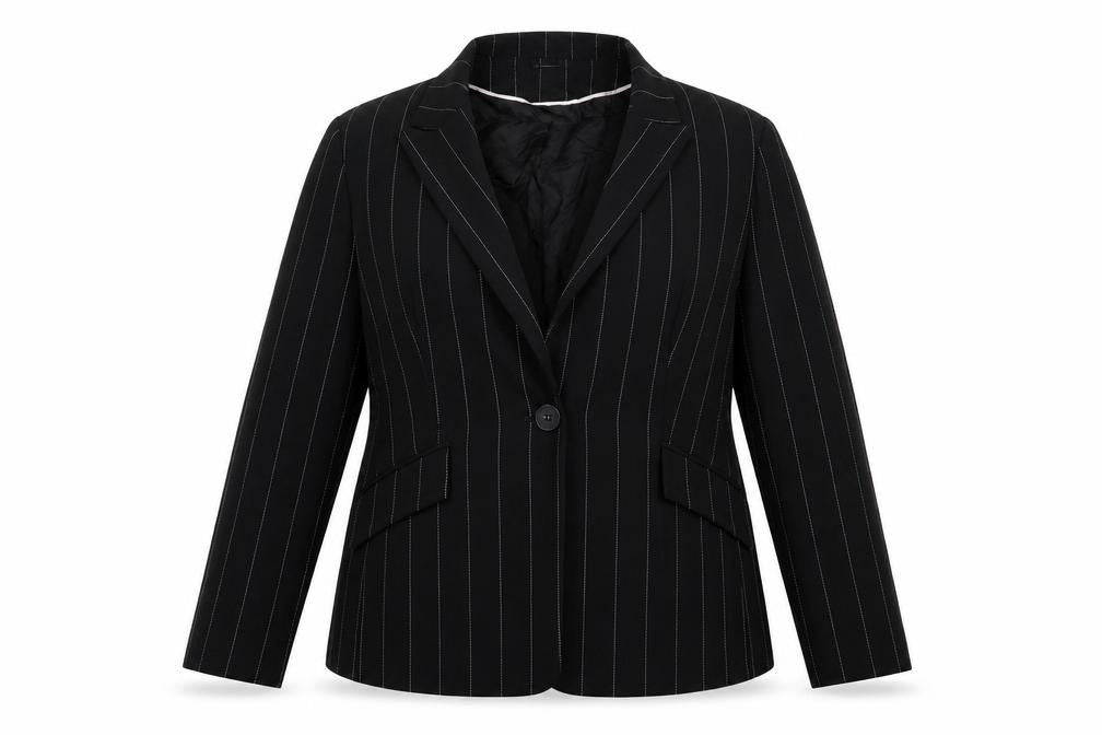 Vie de Mode Womens Black Striped  Jacket Blazer Size 18  Button