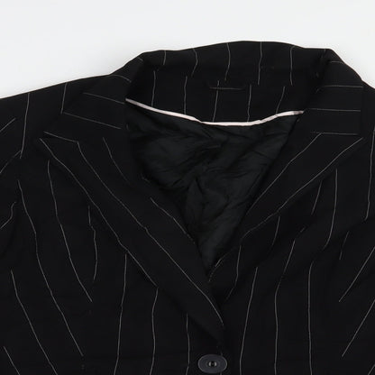 Vie de Mode Womens Black Striped  Jacket Blazer Size 18  Button
