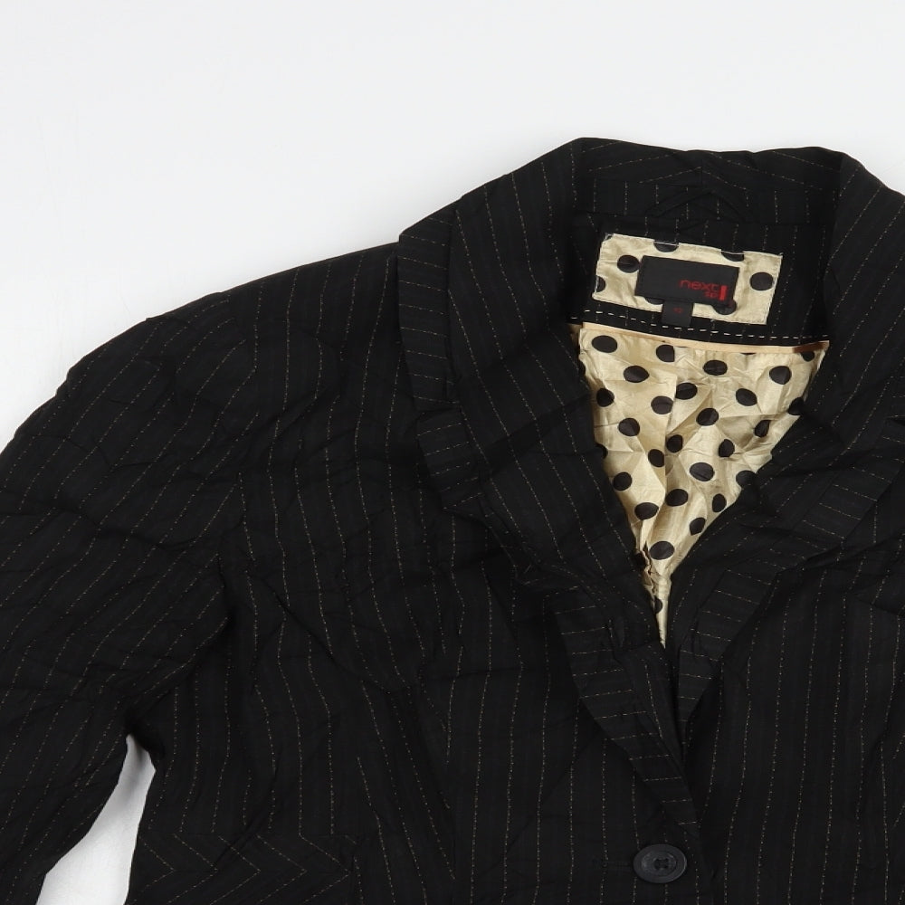 NEXT Womens Black Striped  Jacket Blazer Size 12  Button