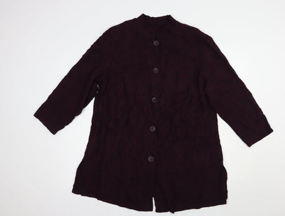 Essence Womens Purple Floral  Jacket Blazer Size L  Button