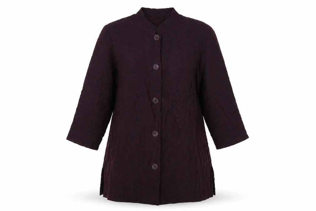 essence Womens Purple Floral  Jacket Blazer Size L  Button