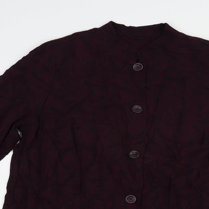 Essence Womens Purple Floral  Jacket Blazer Size L  Button