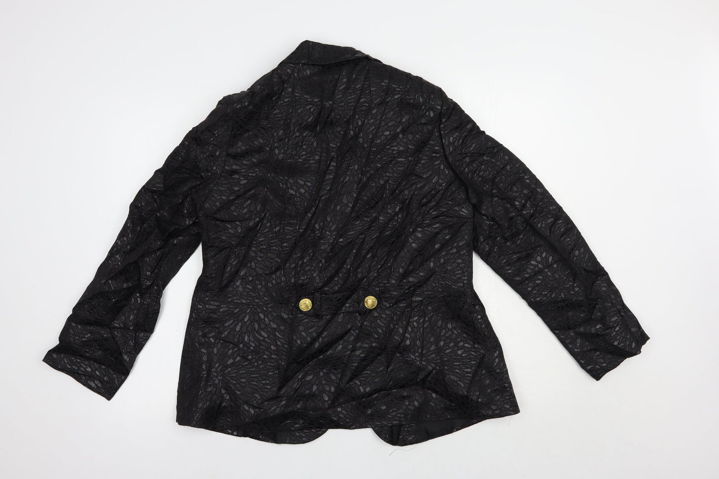 Joanna Hope Womens Black Floral  Jacket Blazer Size 14