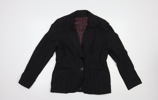 Dorothy Perkins Womens Black Striped  Jacket Blazer Size 14  Button