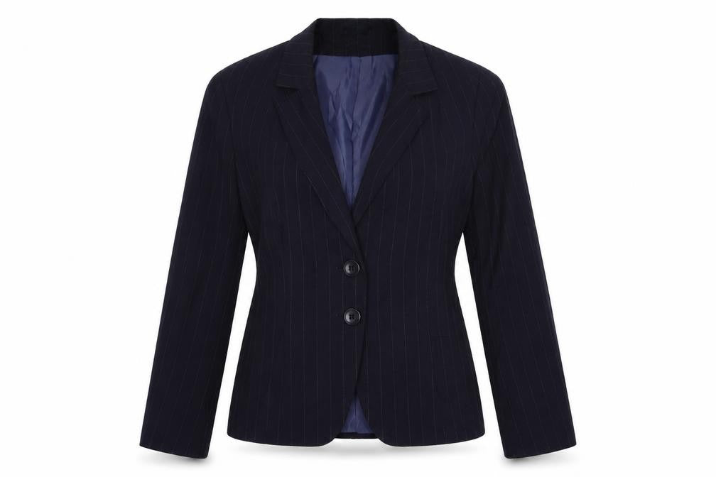 George Womens Blue Striped  Jacket Blazer Size 10  Button