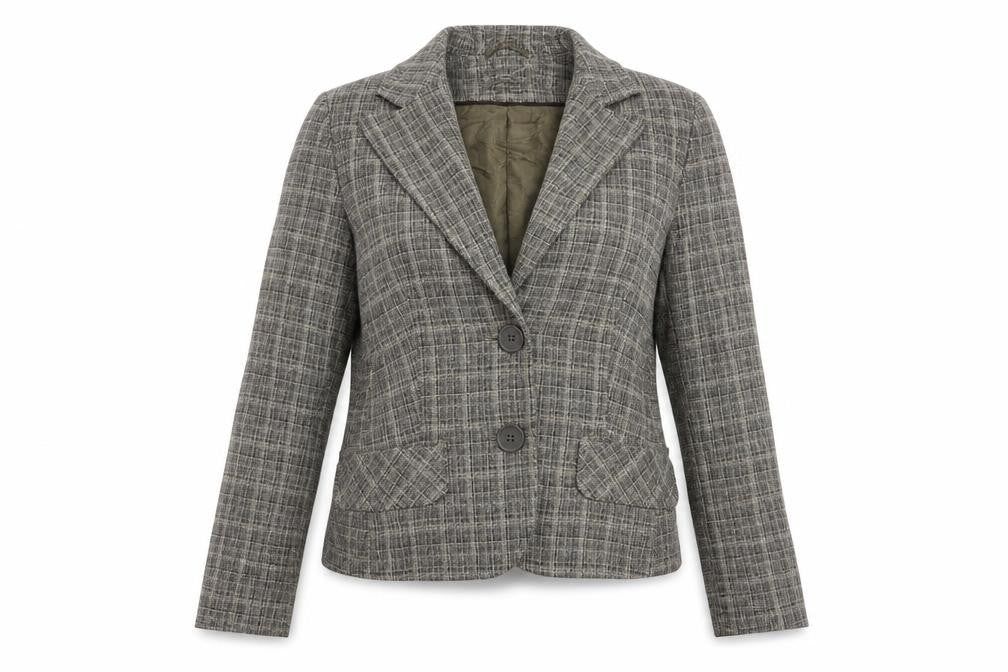 Atmosphere Womens Grey Plaid  Jacket Blazer Size 12  Button