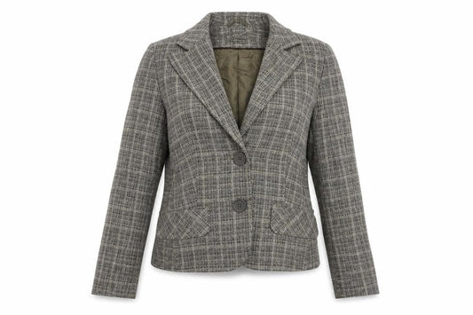 Atmosphere Womens Grey Plaid  Jacket Blazer Size 12  Button