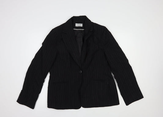 Atmosphere Womens Black Striped  Jacket Blazer Size 16  Button