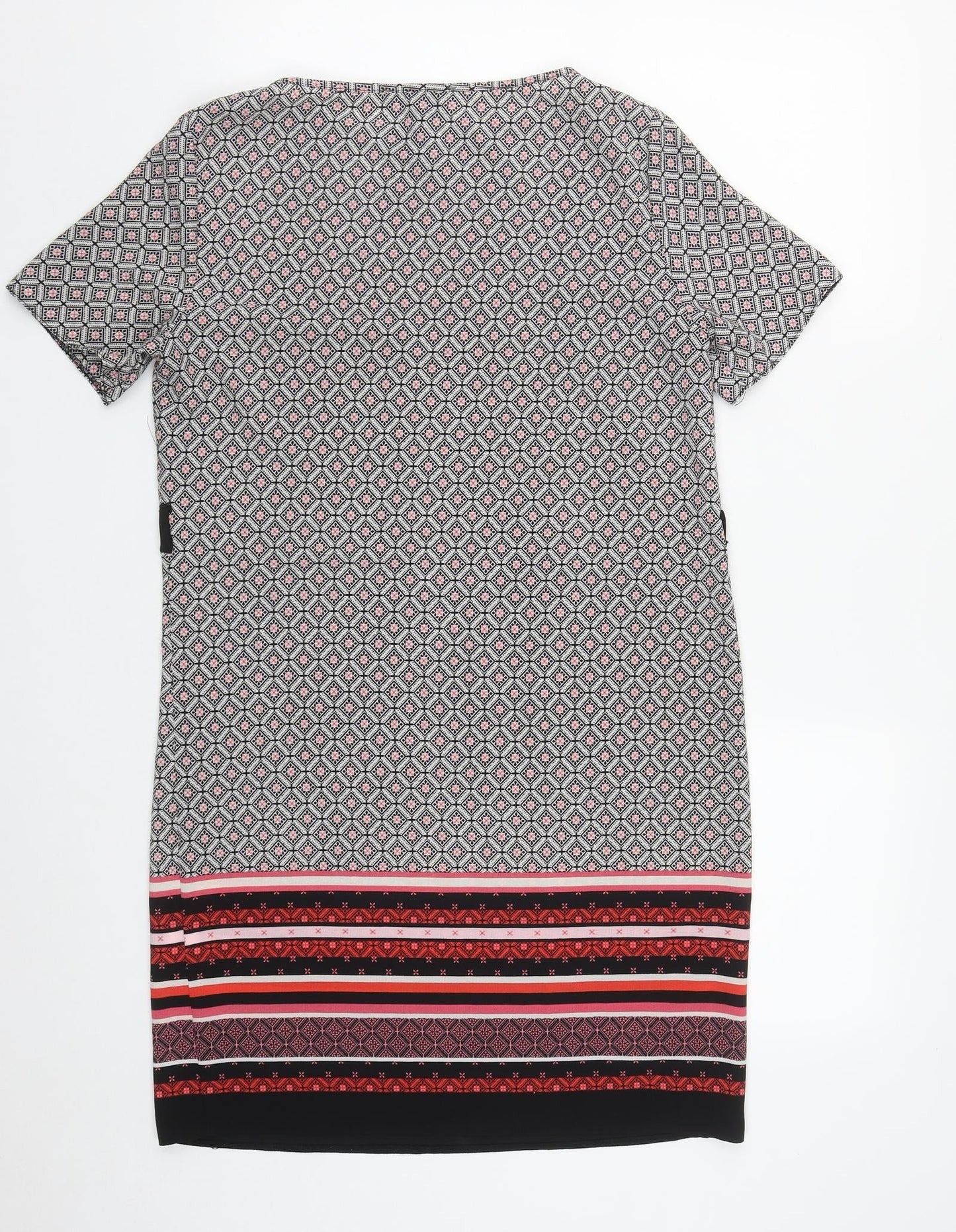 Primark Womens Multicoloured Geometric Polyester A-Line  Size 8  Round Neck