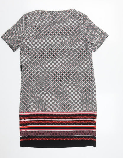 Primark Womens Multicoloured Geometric Polyester A-Line  Size 8  Round Neck