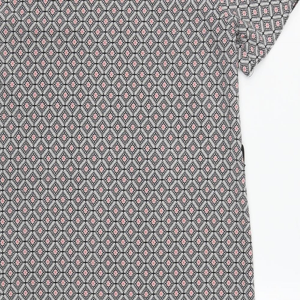 Primark Womens Multicoloured Geometric Polyester A-Line  Size 8  Round Neck