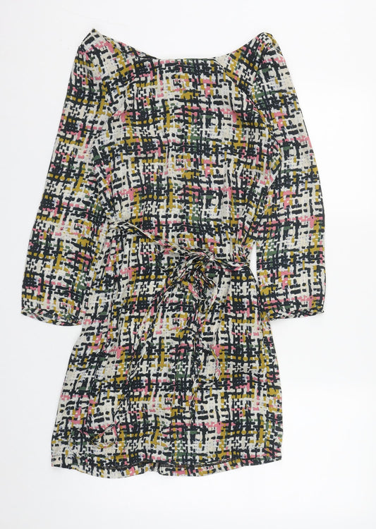 SWEEWE Womens Multicoloured Geometric Polyester A-Line  Size S  Scoop Neck Zip
