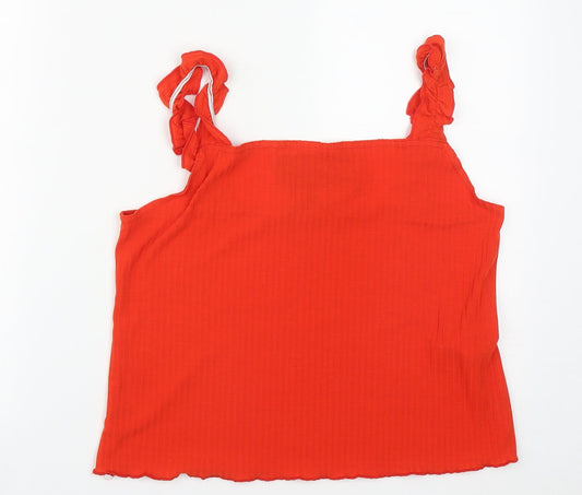 New Look Womens Orange  Polyester Cropped Tank Size 18 Square Neck