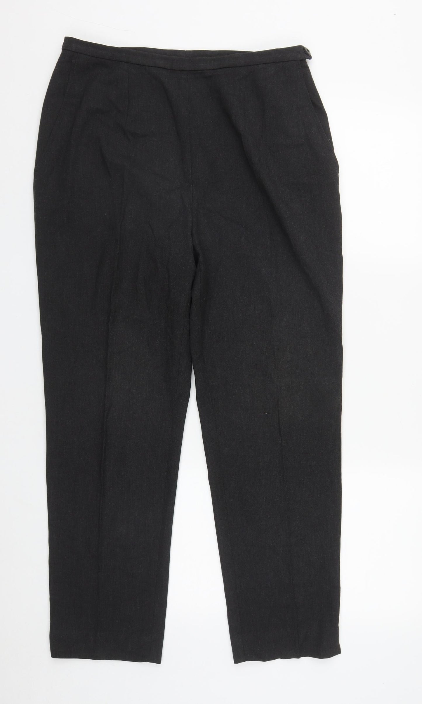 Marks and Spencer Womens Grey  Cotton Trousers  Size 16 L27 in Regular Zip