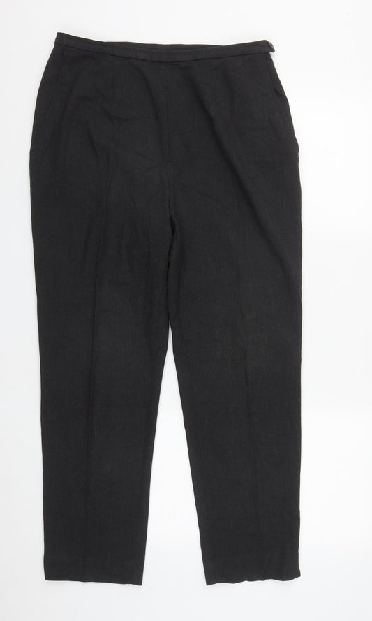Marks and Spencer Womens Grey  Cotton Trousers  Size 16 L27 in Regular Zip