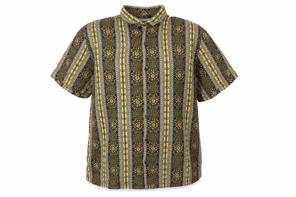 Brave Soul Womens Multicoloured Geometric Polyester Basic Button-Up Size XL Collared